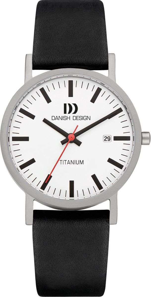 Danish Design IQ24Q199 - Polshorloge - Quartz - Zwart leer - Zilver 35 mm