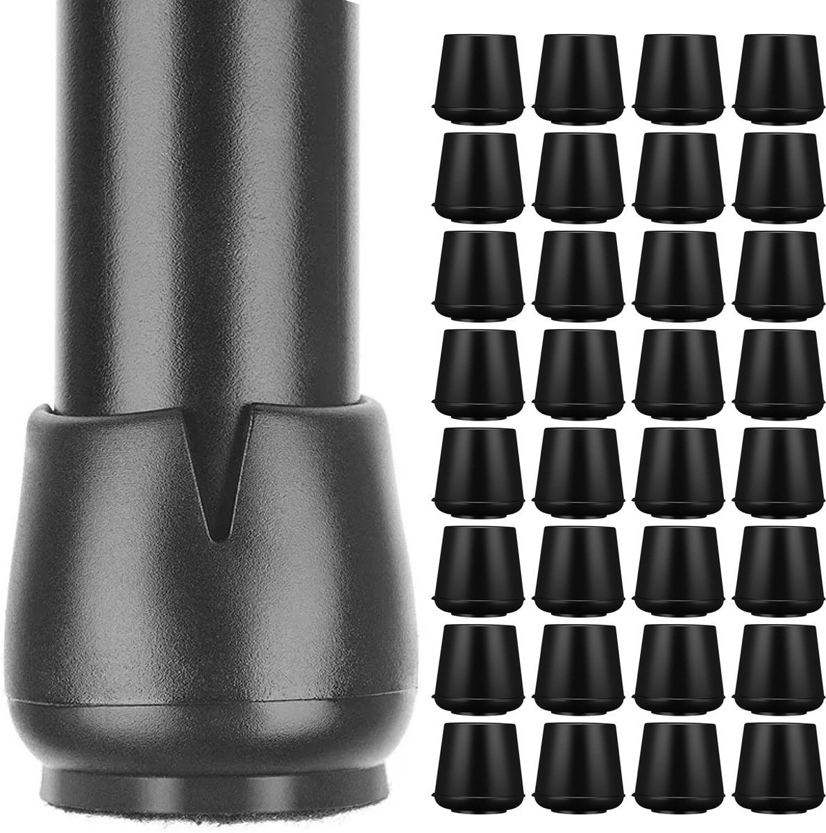 Luft Stoelpoot Beschermers - 32 Doppen - 12-16mm - Antikras Vilt - Zwart
