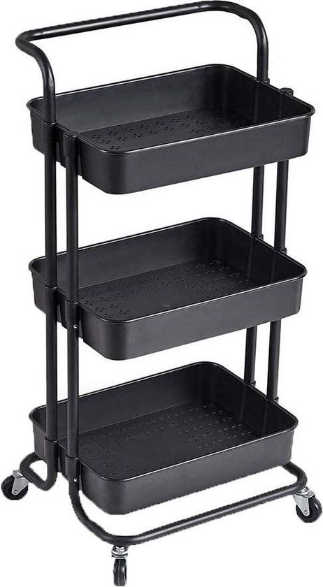 O'Daddy® Keukentrolley - Serveerwagen - 3 Plateaus - Zwart