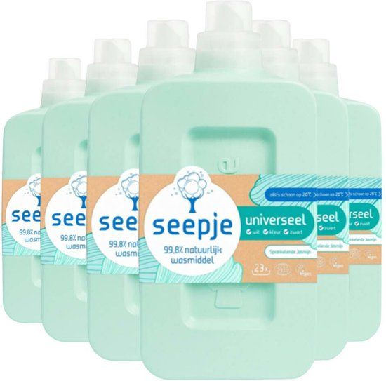 Seepje Vloeibaar Wasmiddel Universeel Sprankelende Jasmijn 23 Wasbeurten - 6 X 1 Liter -
