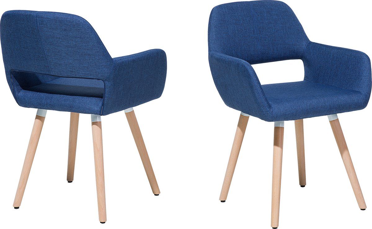 Beliani Chicago - Eetkamerstoel - Retro Stijl - Marineblauw (2 Stuks)