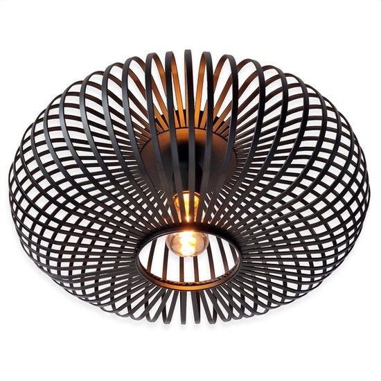 Goliving Plafondlamp– Plafonnière – E27 – Metaal – Bamboo Look – Ø 40 Cm – Zwart