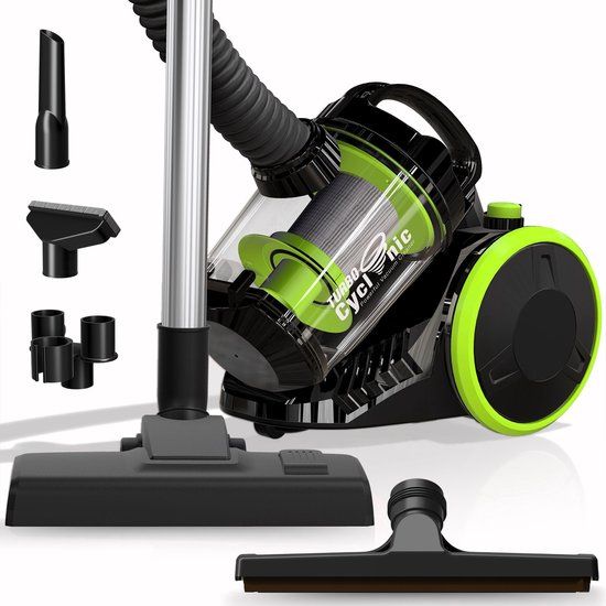 Merkloos TurboTronic CV07 Stofzuiger Zonder Zak - Compact Design - Hoge Zuigkracht - Zakloze Stofzuiger - Zwart/Groen
