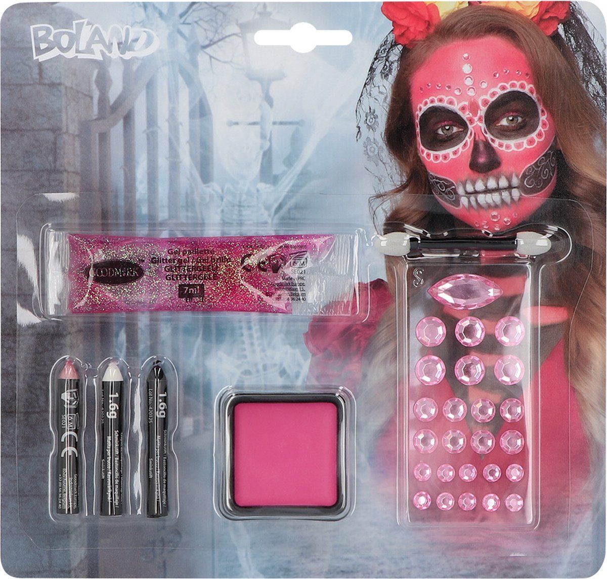 Boland - Schminkset Diamond Catrina - - Schminkset - Themafeest, Halloween - Halloween Schmink - Horror - Day Of The Dead