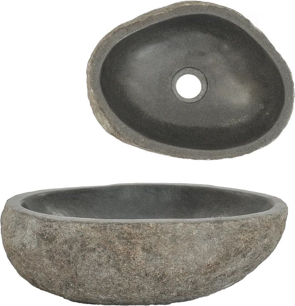 VidaXL - Wastafel - Ovaal - (29-38)x(24-31) Cm - Riviersteen - Antraciet