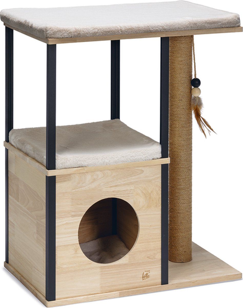 Designed By Lotte Nala - Krabpaal - Hout - 3 Ligplekken - Bruin - 65x40x82 Cm