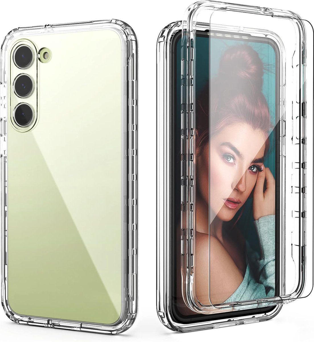 Podec Samsung Galaxy S23 - 2-in-1 Hoesje Met Screenprotector - Anti-Shock - Doorzichtig