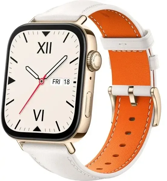 Wit met lederen band