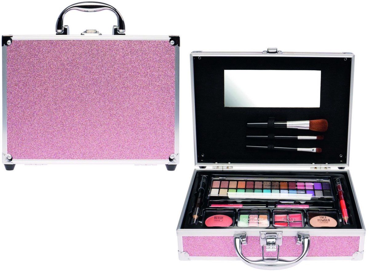 Casuelle Make-up Koffer - 47 Stuks - Glanzend - Roze