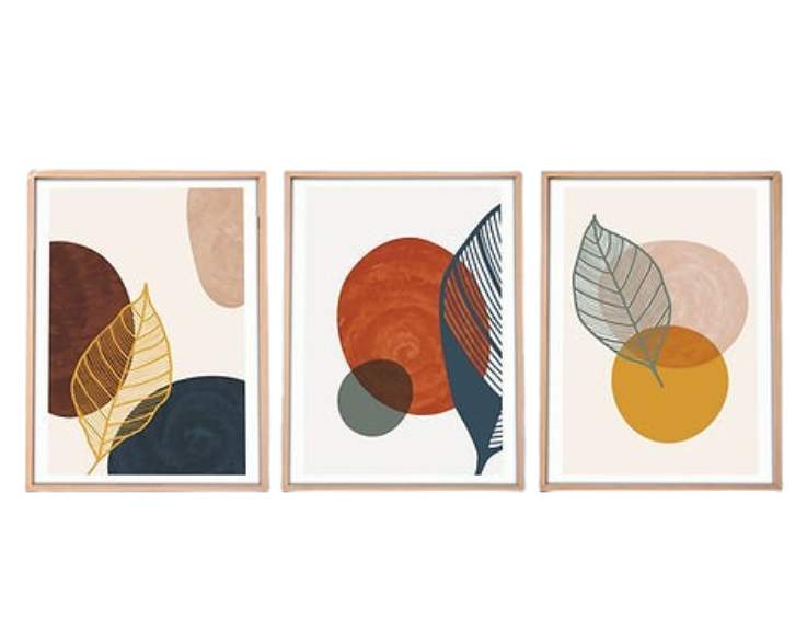 Merkloos HUHU209– Stijlvol Canvas Schilderij - Set Van 3 - 50 X 70 Cm