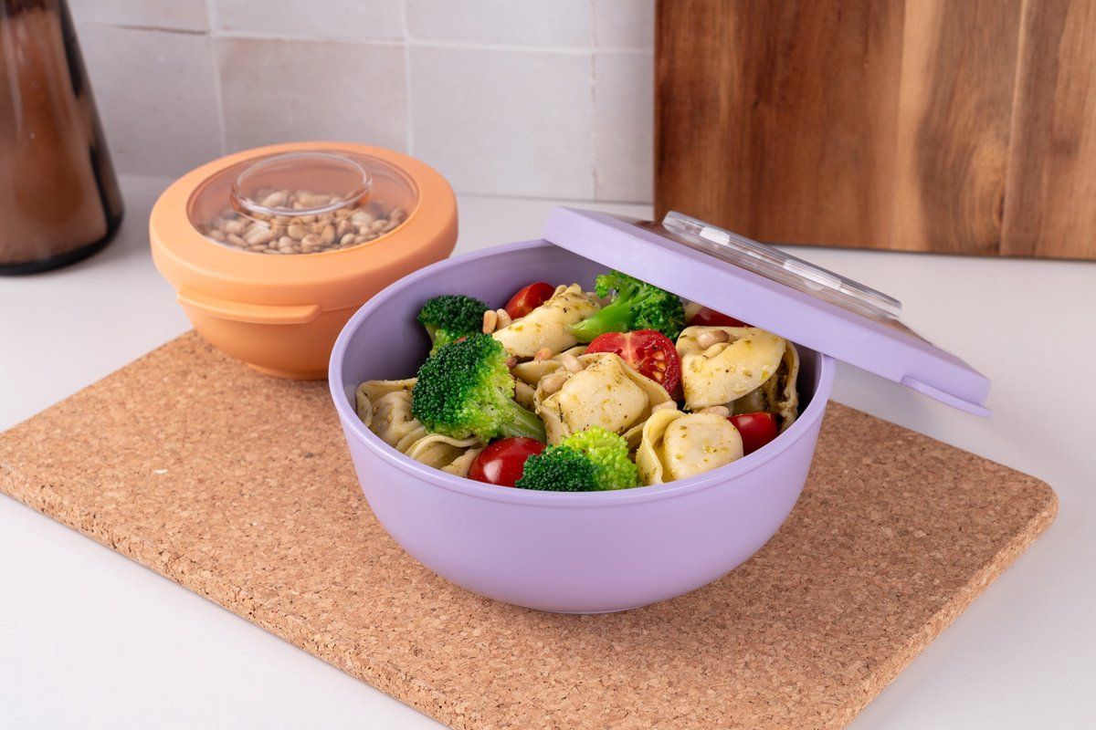 Amuse Tylla Lavender Life Bowl - 700ml - Lunchbox - Perfect Afsluitbare Verhouddoos - Saladebox Voor Onderweg - Paars