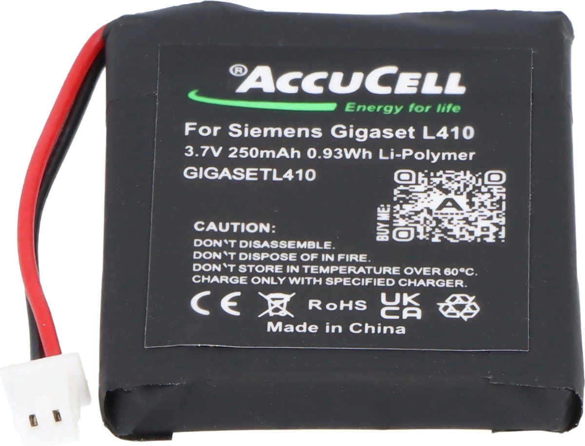 Batterij geschikt voor Siemens Gigaset L410 batterij S30852-D2240-X1, V30145-K1310-X448, 3,7 volt 250 mAh