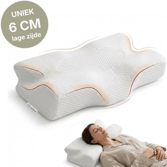 Merkloos Jaraleesa® Orthopedisch Vlinderkussen – Memory Foam Hoofdkussen Voor Nek, Zij- & Buikslapers - Uniek