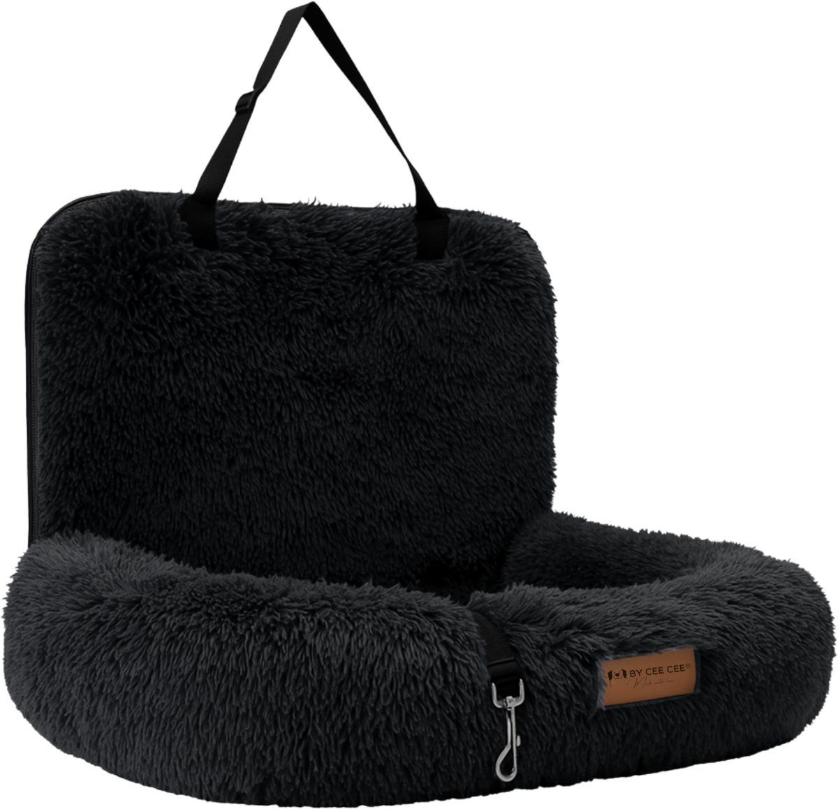 By Cee Cee By Cee Fluffy - Autostoel Hond - Veiligheidsriempje - Zwart - Maat M