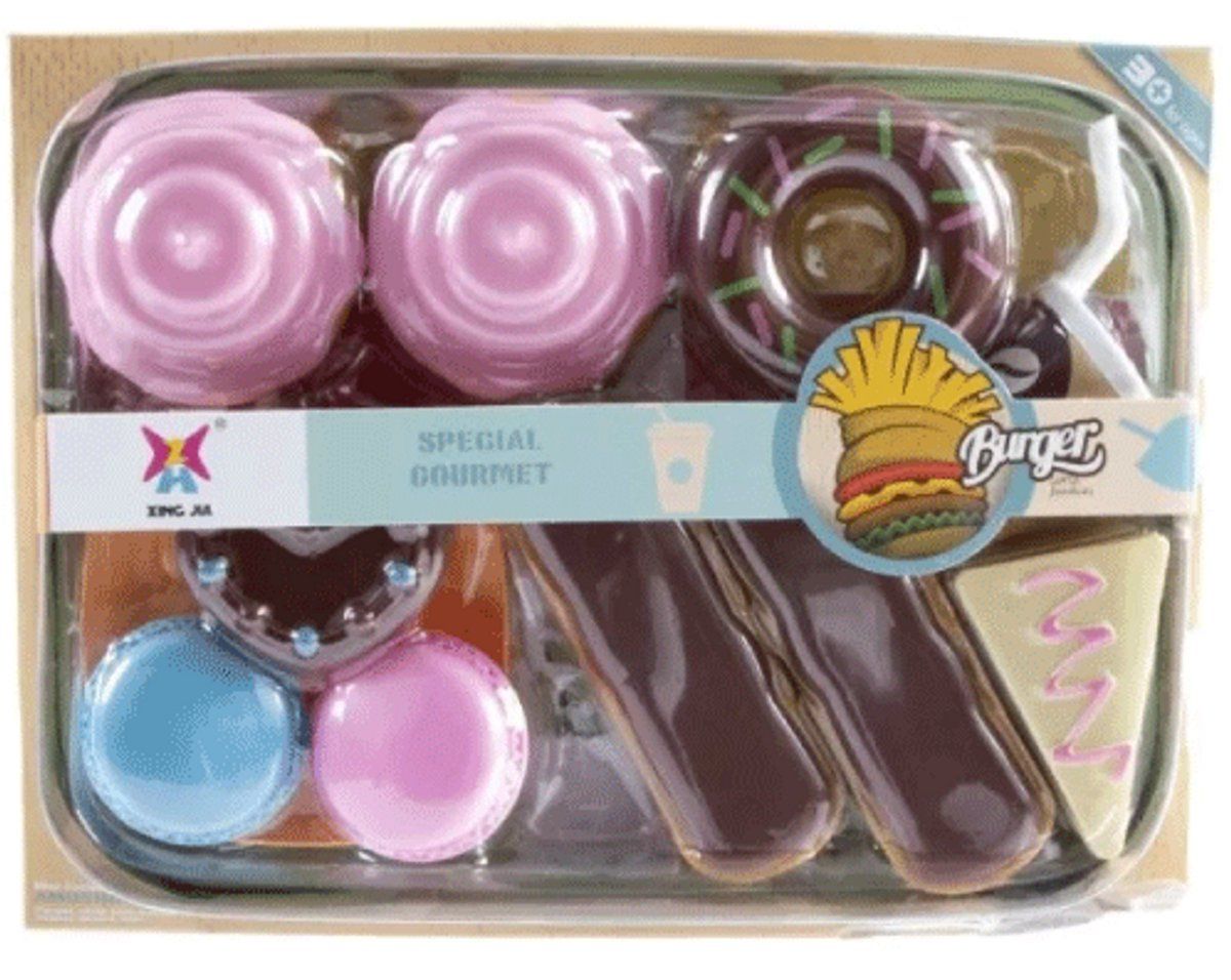 Dessertset 12-delig - Speelgoedset met taartjes en ijsjes - Verpakt in window box (12 stuks)