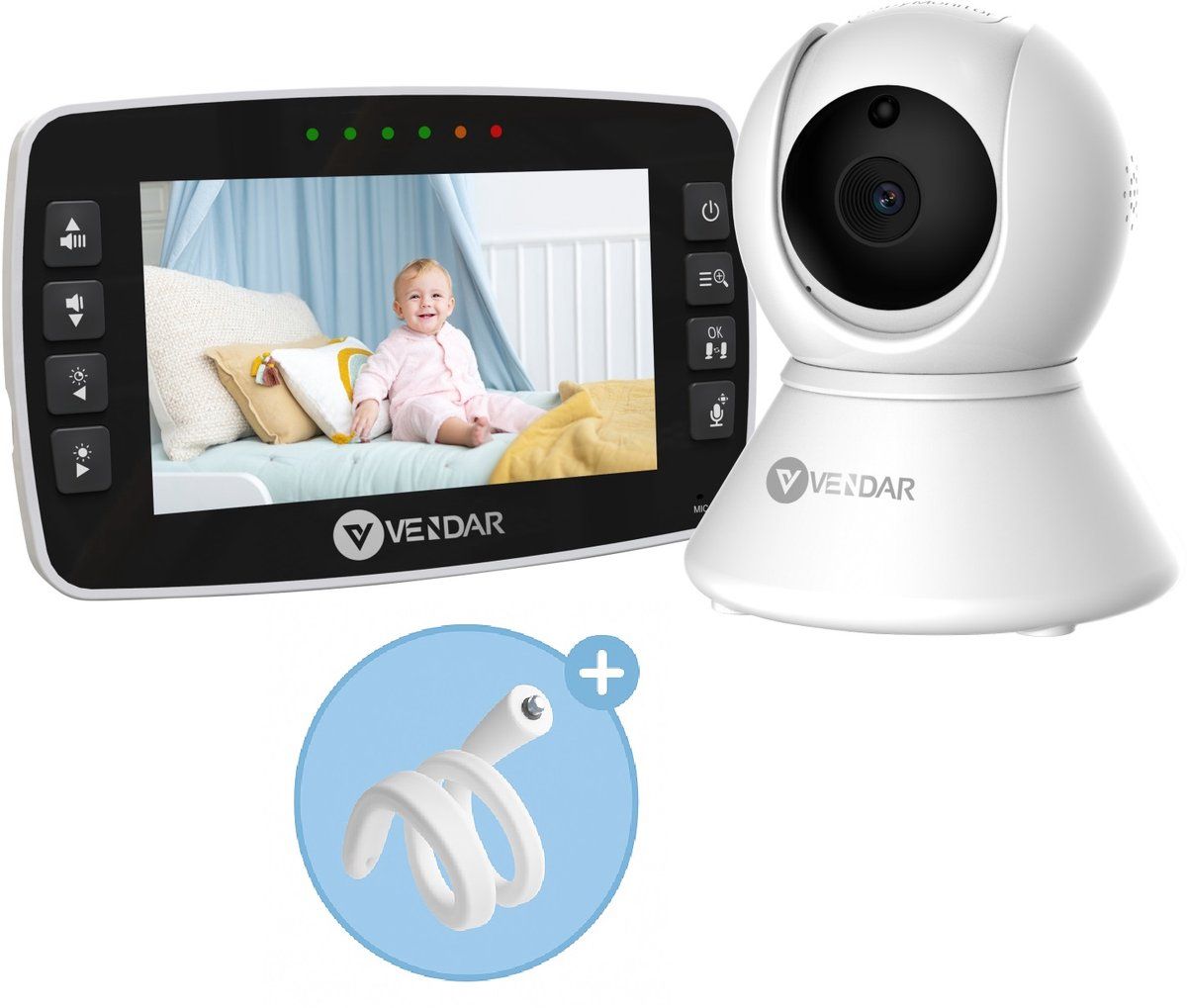 Vendar® WA43AK - Video Babyfoon - Nachtzicht&Zoom - Wit