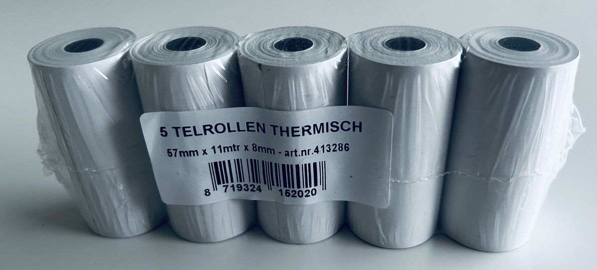 Telrol Qbasic 57mmx11m | KernØ8mm Thermisch | 5 Stuks