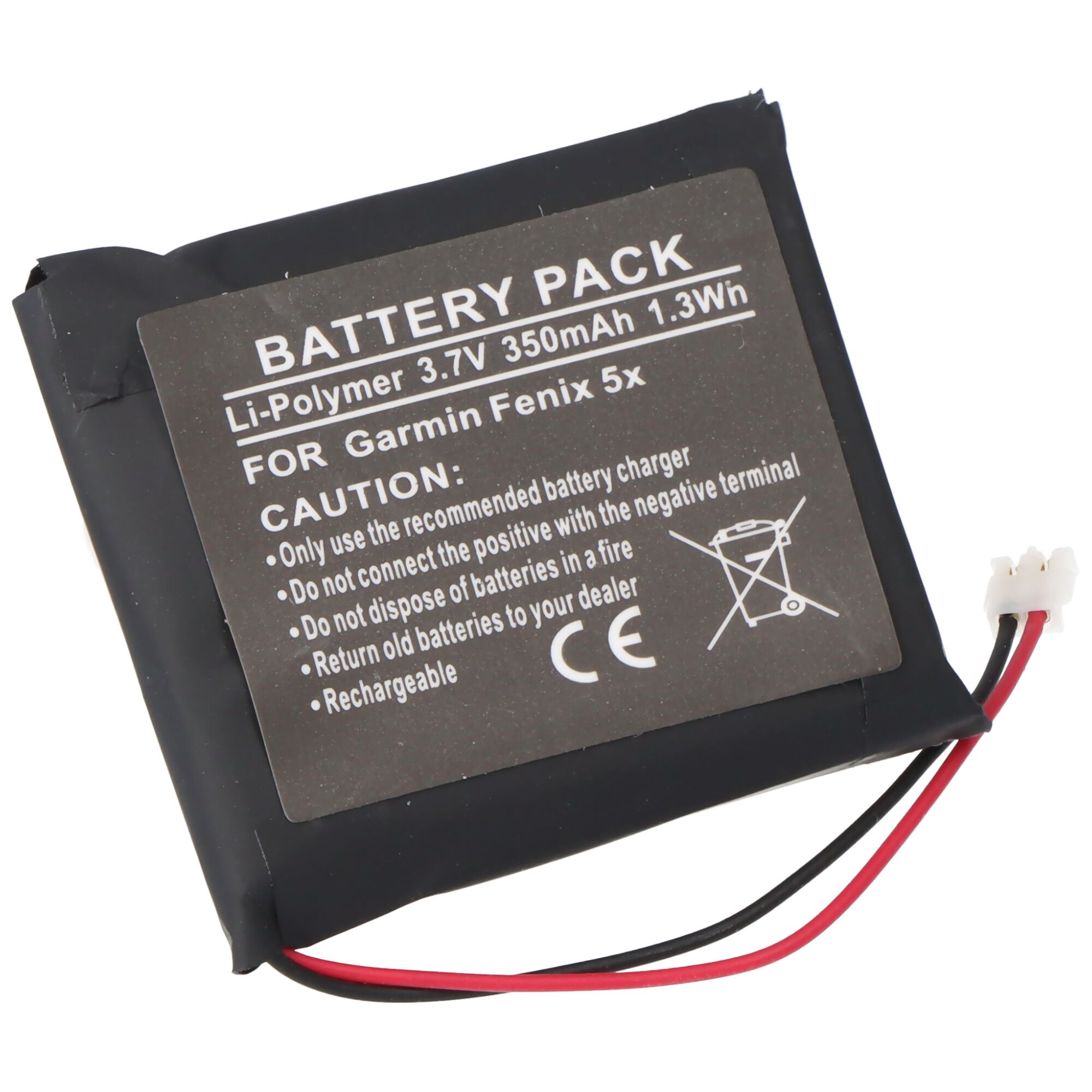 Accu geschikt voor Garmin Fenix 5X, Li-Polymer, 3.7V, 350mAh, 1.3Wh