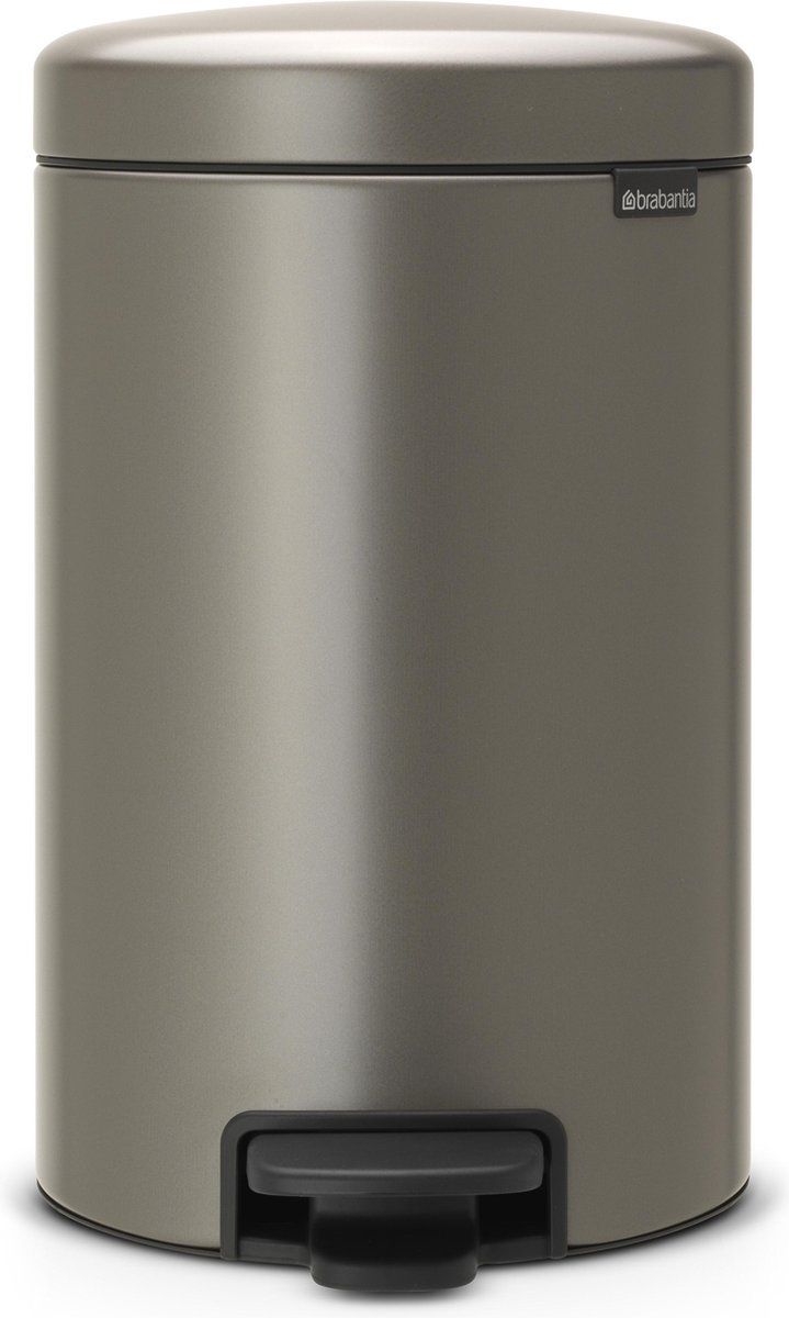 Brabantia NewIcon Prullenbak - 12 liter - Geruisloos deksel - Platinum