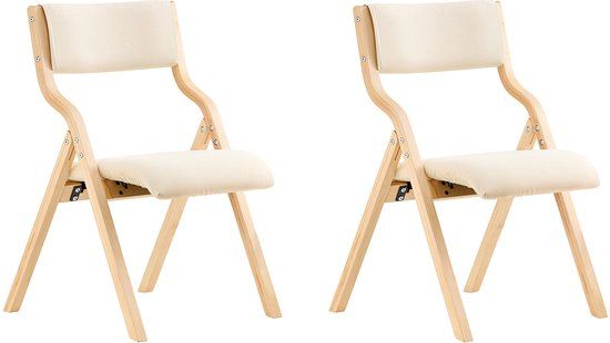 SoBuy Set Van 2 Klapstoel, Bureaustoel Met Gestoffeerd Zitkussen, Eetkamerstoel, Wit, 49x80x54cm,