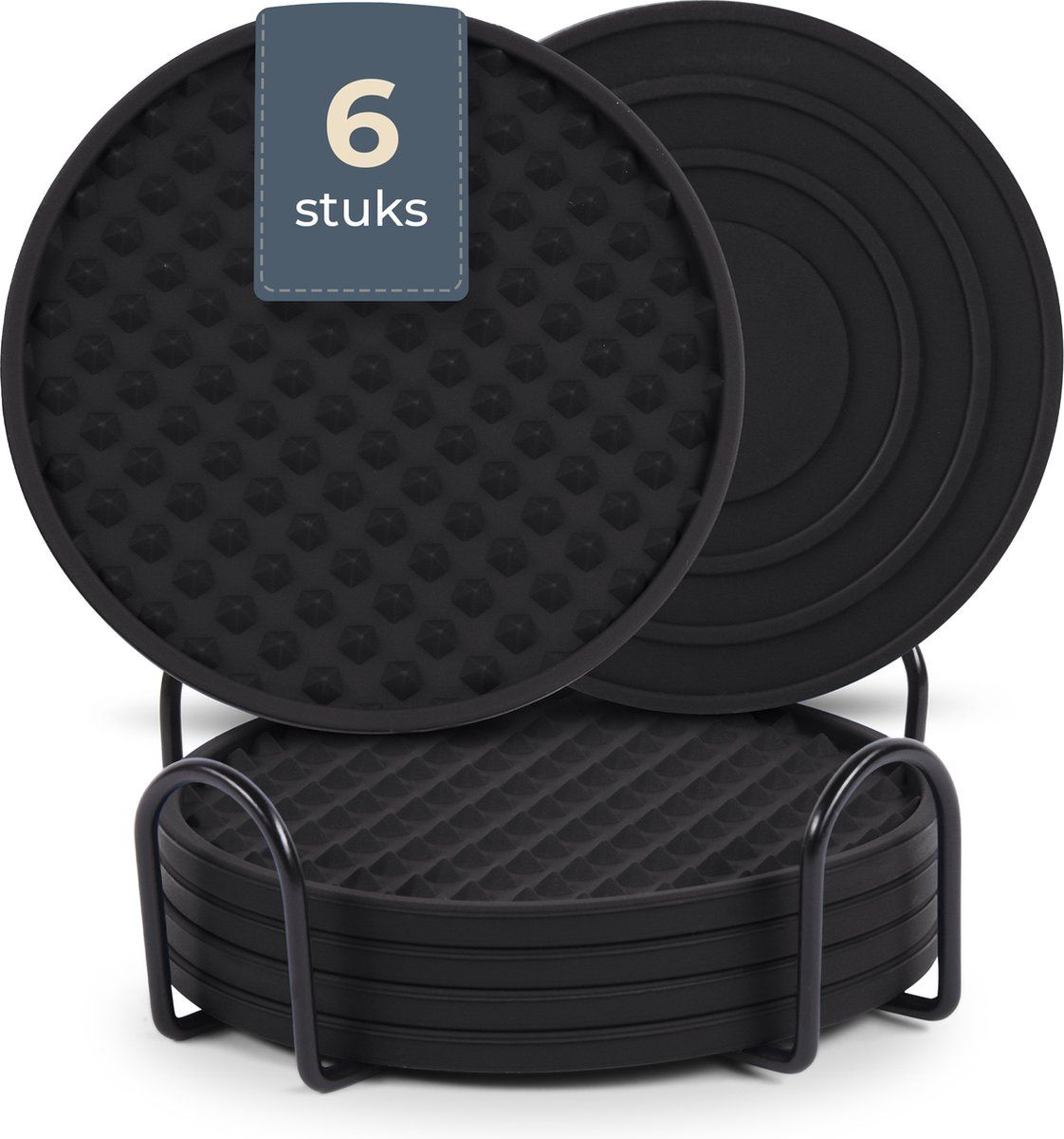 Castagnola Siliconen Onderzetters - Onderzettersset - Hittebestendig En Antislip - Zwart (set Van 6)