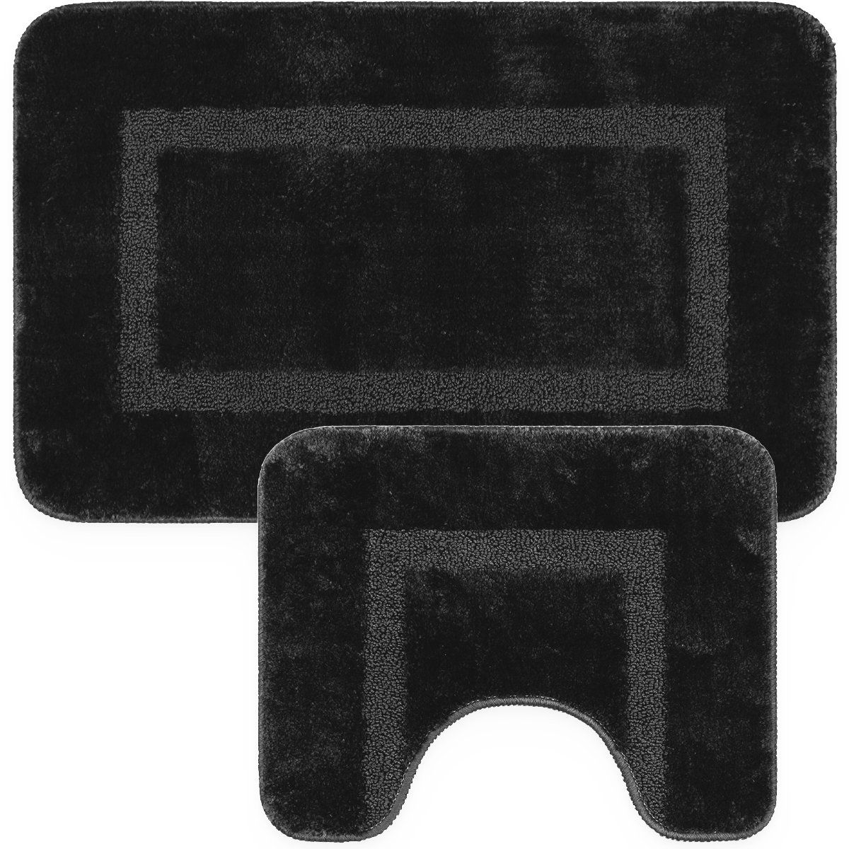 Loti Living Badmat Set Met Toiletmat Antislip– Douchemat – Badmat Badkamer – Vloermat – Badmat Set Wc Mat – Badmat Set Antislip - Zwart -