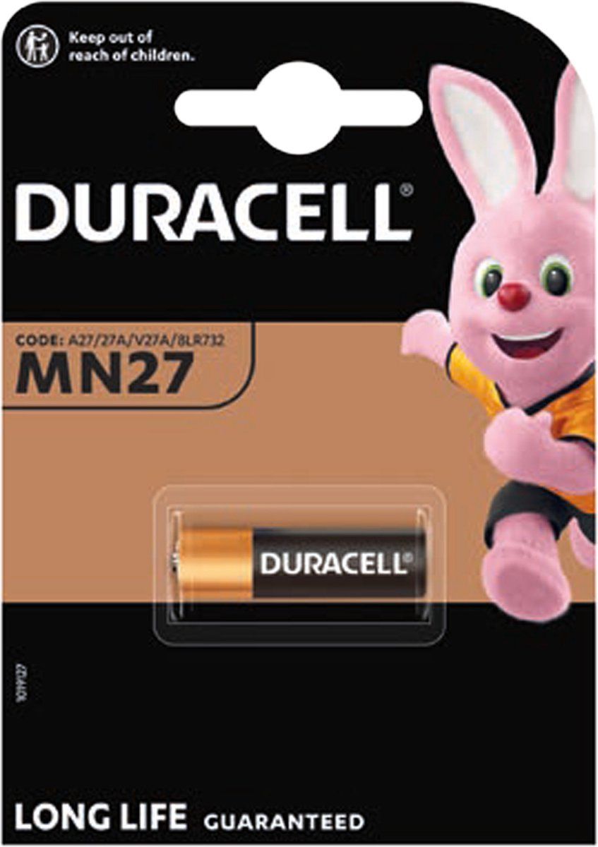 Duracell MN27, LR27 Een Alkalinebatterij, 12 Volt, Afmetingen 28, 8 X 8 Mm