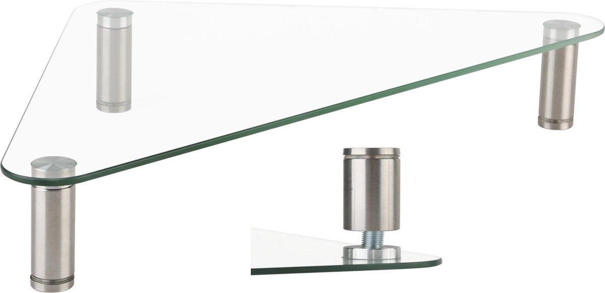 Vdd Gaming Hoekmodel Monitorverhoger - Verstelbaar Van 7.5 Cm Tot 9 Cm - Aluminium En Veiligheidsglas - 50 Cm Breed