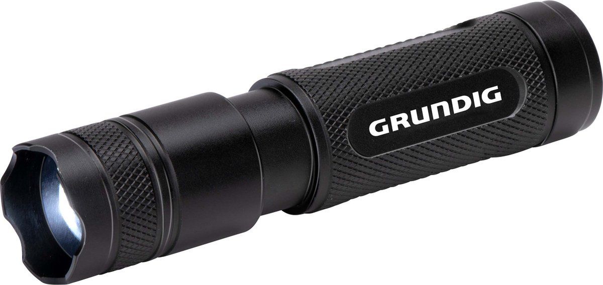 Grundig Led Zaklamp 50 Lumen - 1W - 65M Bereik - 3 Lichtstanden, Hoog, Laag, Pulserend - Zwart