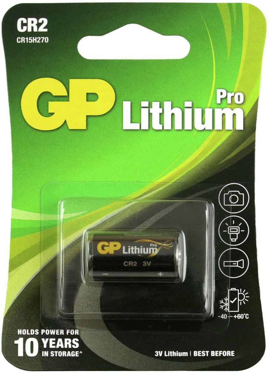 GP CR-2 - Fotobatterij Lithium 3V - Diameter 27 x 15,6 mm - Zwart