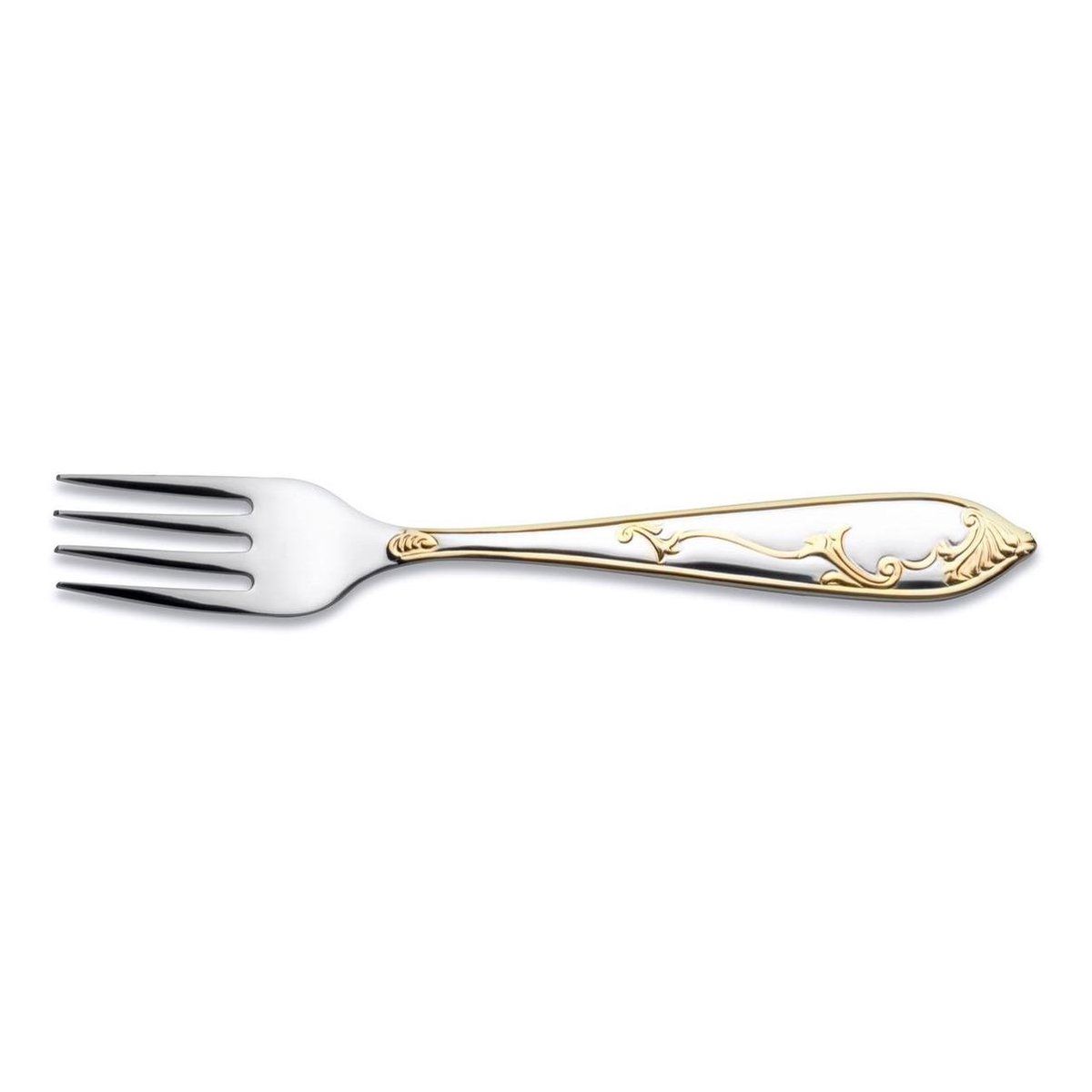 BergHOFF Mono Block Bestekset - 72 Delig - Klassiek Met Gouden Decoratie - Zilver (72 Stuks)