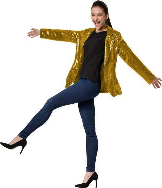 Dressforfun Paillettenjas - Damesjas Met Pailletten - Goud - Xl