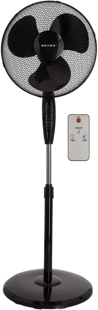 Brasq F100 - Statiefventilator - 40 Cm - Met Afstandsbediening - Timer - Slaapmodus - Zwart