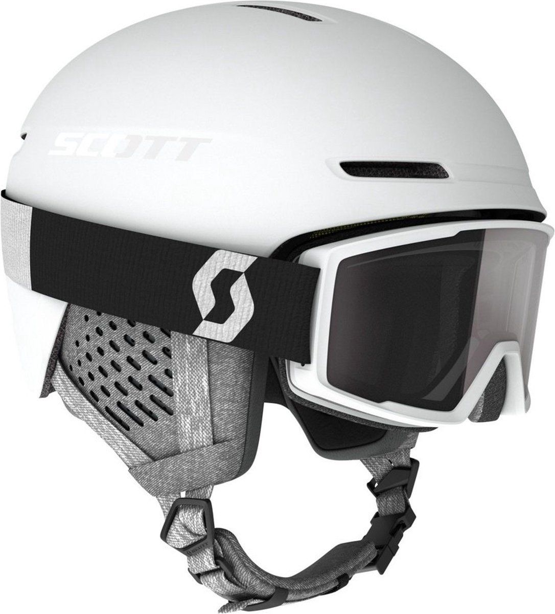 Scott Track+factor Helm - Sneeuwsporten - 360° Pure Sound-technologie - Wit
