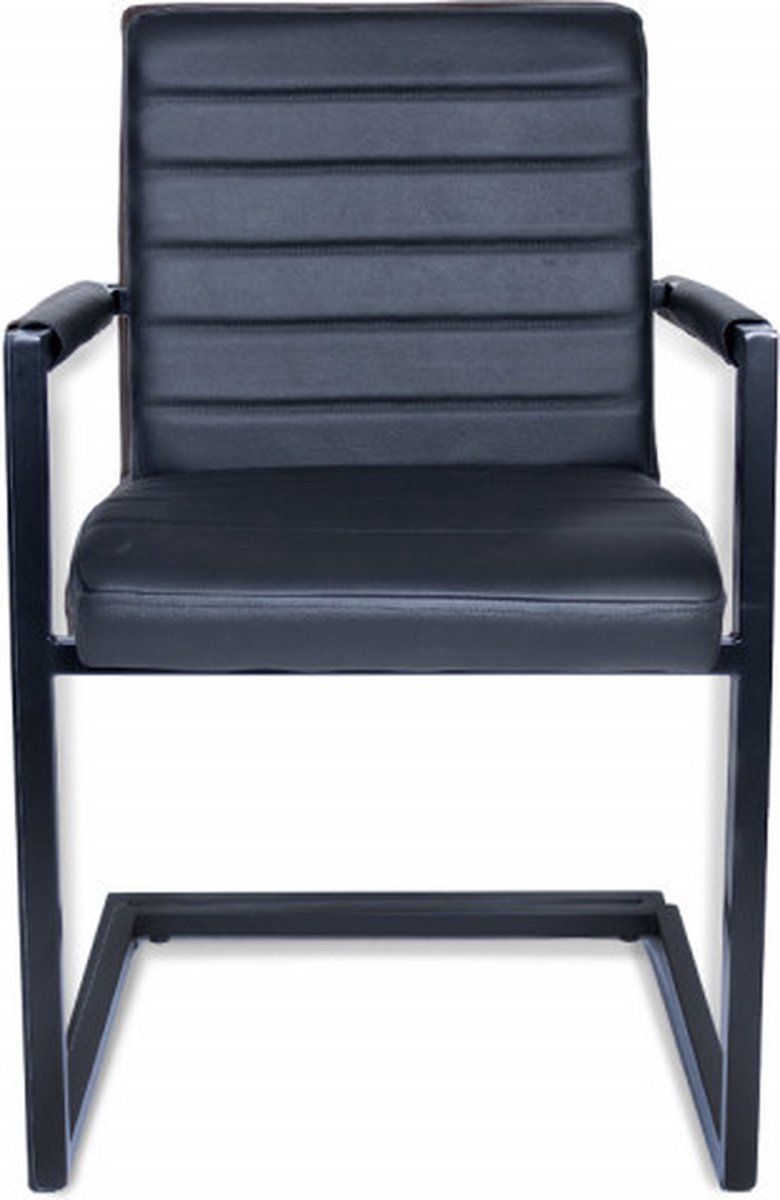 Lifa Living Lifa-Living Adelaide - Stoel - Kunstleer - Donkergrijs (2 Stuks)
