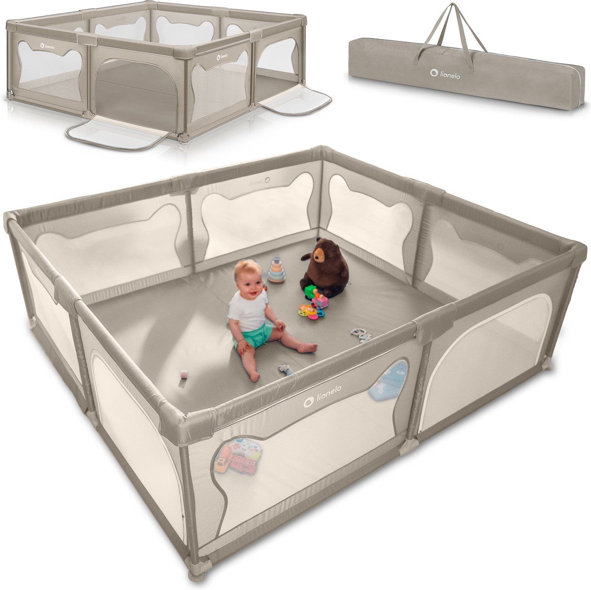 Lionelo Willow Xxl - Kinderbox - 187 Cm X 207 Cm - Kindvriendelijk Design - Beige
