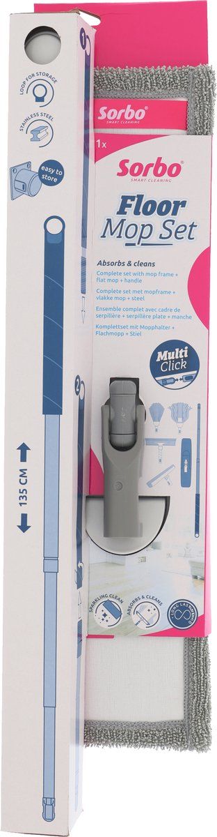 Sorbo Floor Mop Set - Microvezel Dweil - Rvs Steel 135 Cm - Grijs