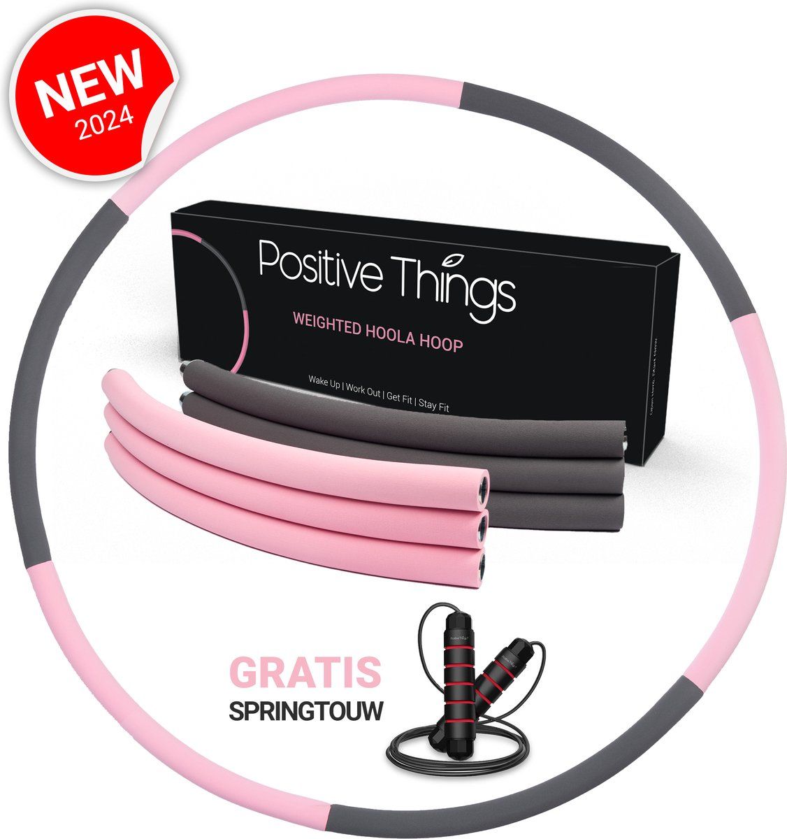 Positive Things Hoelahoep - Fitness Hoelahoep Volwassenen - 1.2KG Verzwaarde Hoepel - Roze