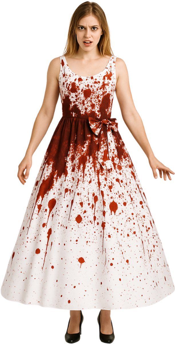 Joya Kids® - Halloween Bruidsjurk - Bloedspetters - Wit