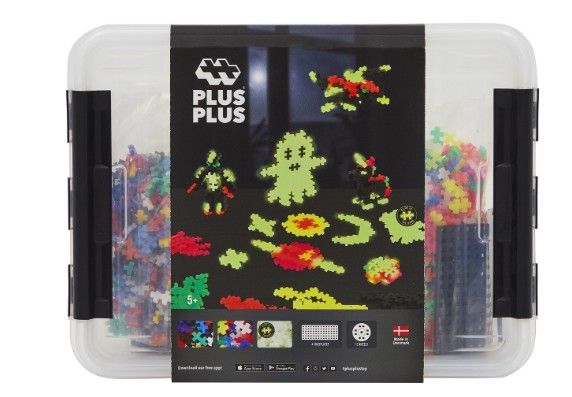 Plus-Plus Glow In The Dark Opbergbox Build And 2000 Delige Bouwset - 3919 - Bouwspeelgoed - Constructiespeelgoed - Set Met Bouwstenen - Vanaf 5 Jaar