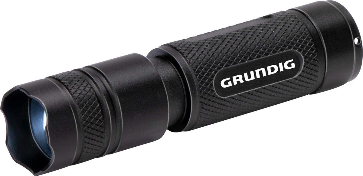 Grundig Led Zaklamp 120 Lumen - 3W - 180M Bereik - 3 Lichtstanden, Hoog, Laag, Pulserend - Zwart/Oranje
