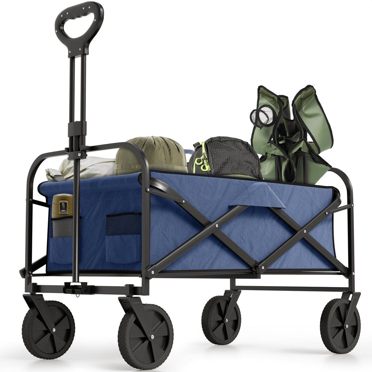 Avalo Bolderkar - Opvouwbaar - Tot 90KG - 80x47x49 Cm - 80L - 360º Wielen - Blauw