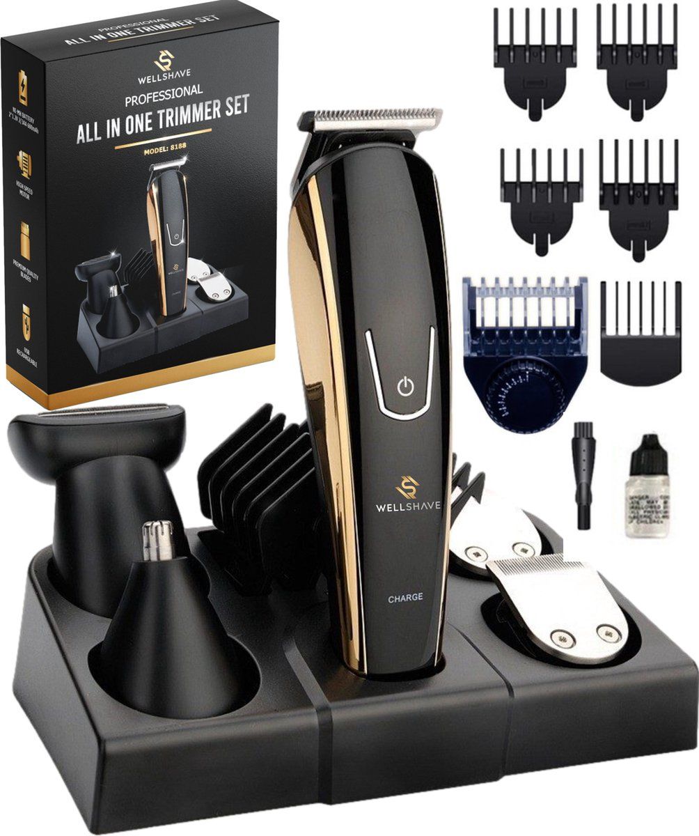 Wellshave 5-in-1 Baardtrimmer - Trimmer Voor Baard En Lichaam - Lengte Verstelbaar 1mm T/m 9mm - Zwart