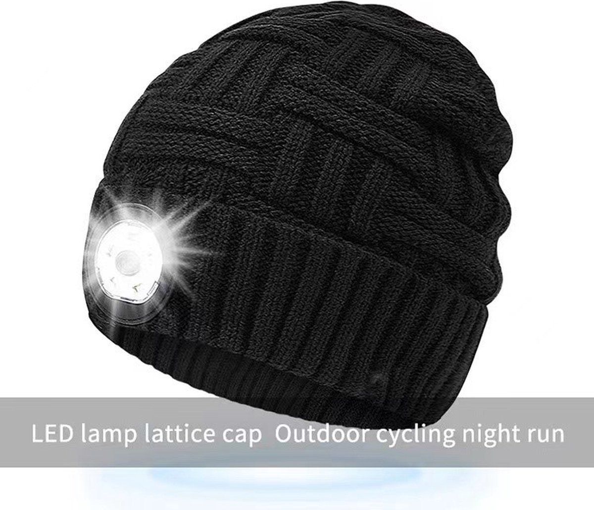 Garpex® Led-muts One Size - Comfortabele Muts Met 5 Led-lampjes - Zwart