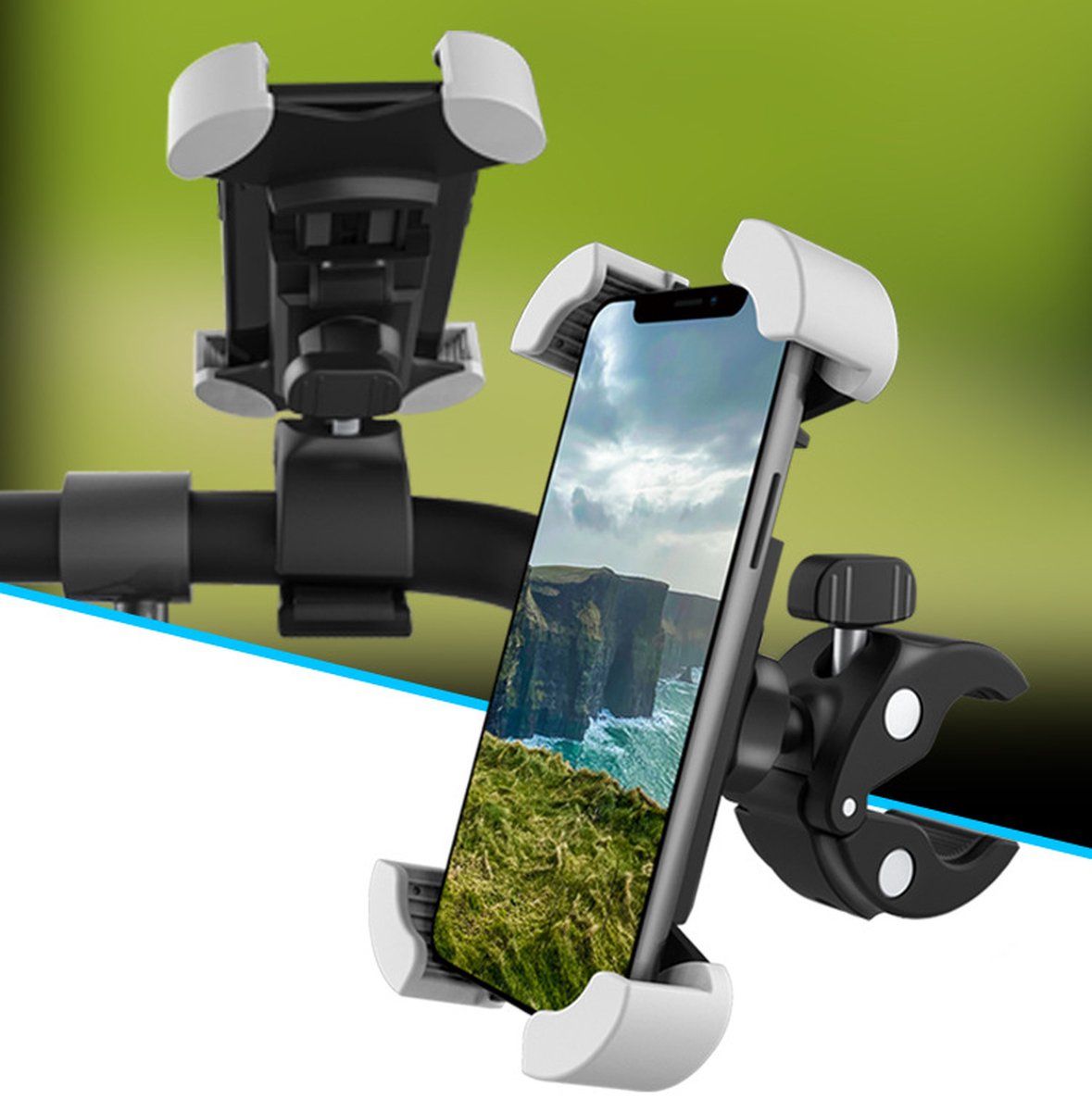 Techvavo® Telefoonhouder Fiets - 360 Graden Draaibaar - Anti-Shock Vibratie - Zwart
