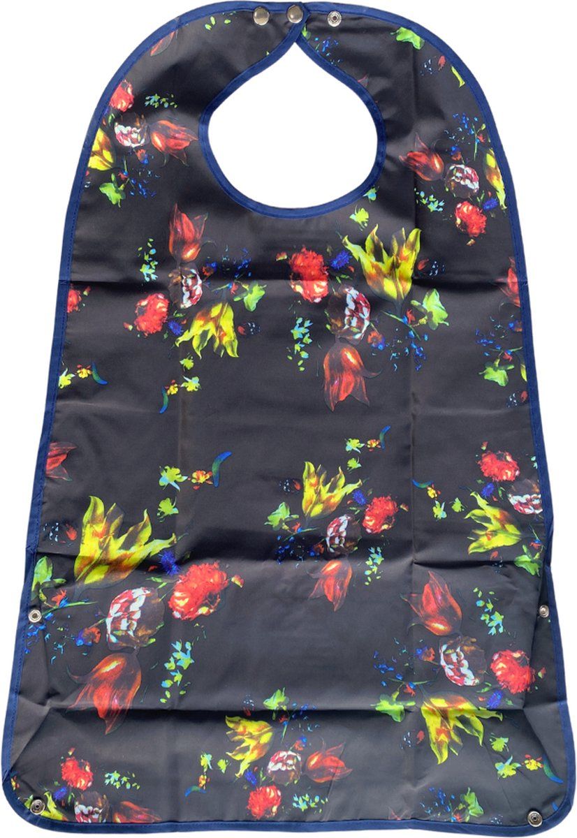 Multimotion Secobed Wasbare Slab - Met Opvangbak - Zwart Met Gekleurde Bloemen - 50 X 75 Cm