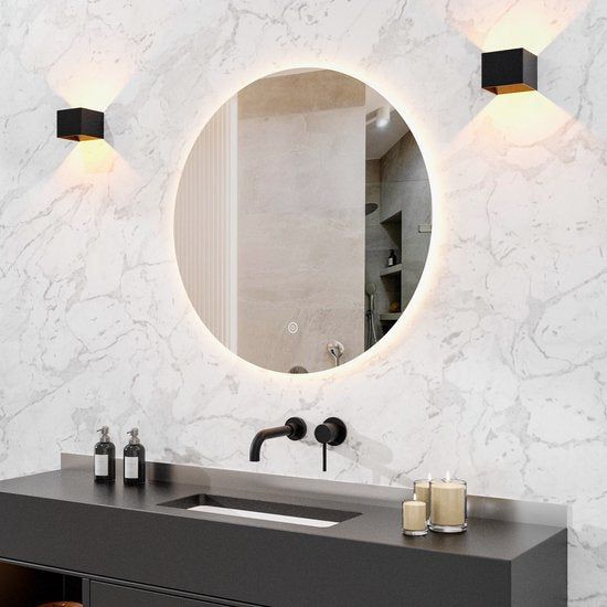 Mirlux Badkamerspiegel Met Led Verlichting & Verwarming – Wandspiegel Rond – Anti Condens