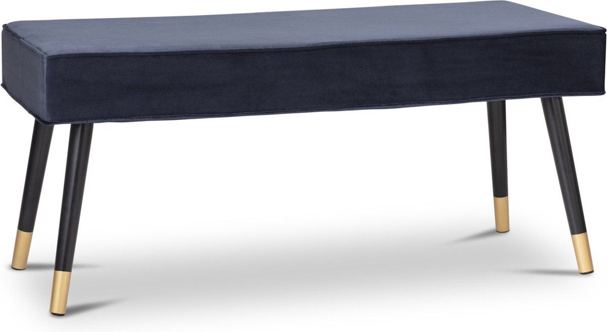 Lifa Living Barcelona - Halbank - Fluweel&Hout - Blauw&Goud - 101 X 42 X 45 Cm