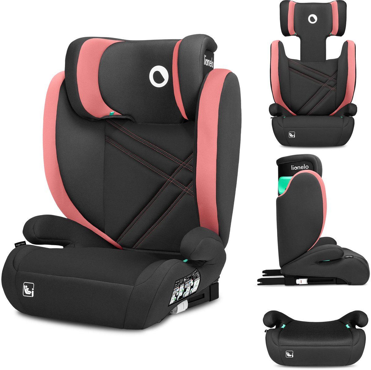 Lionelo Hugo I-Size - Autostoel - 100-150 Cm - Isofix&Gordel - Verstelbare Hoofdsteun - Geavanceerde Zijbescherming - Memory Foam - Wasbare Bekleding