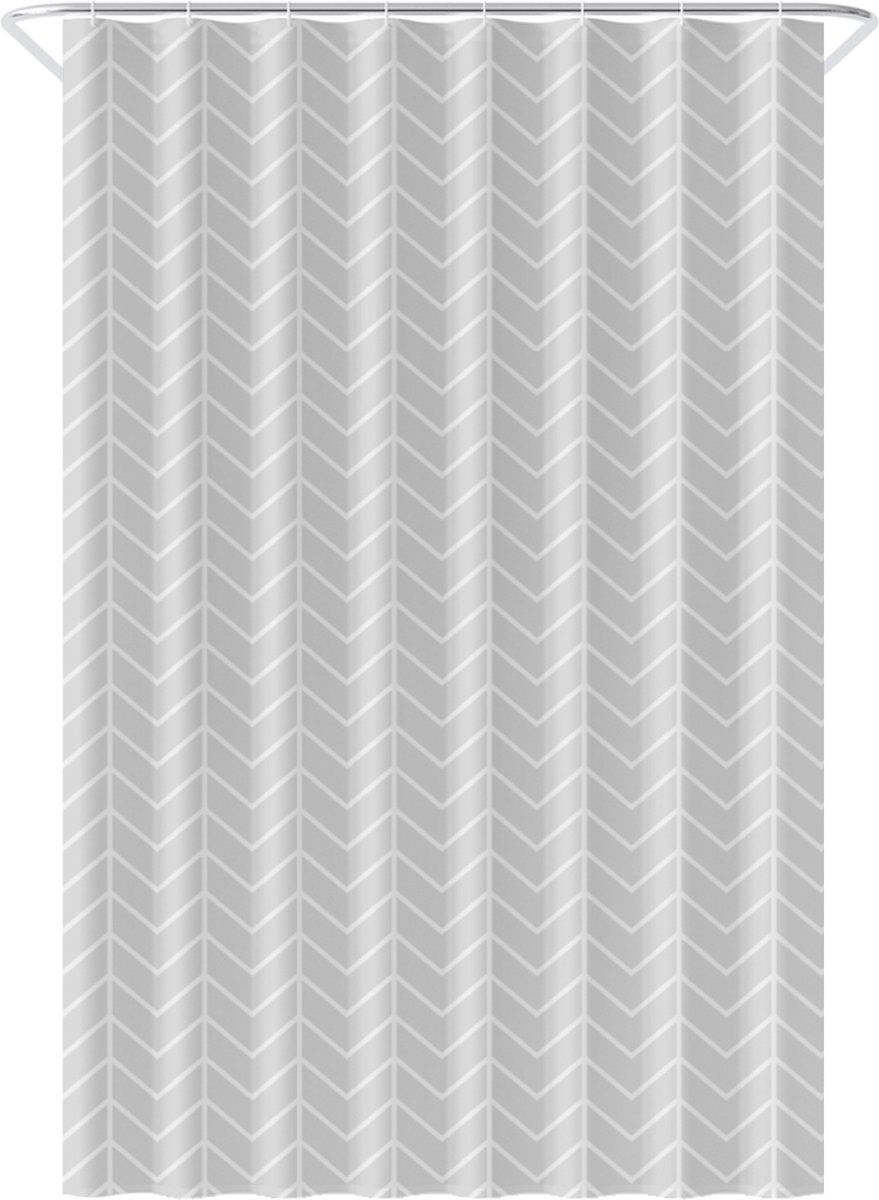 Loti Living Douchegordijn - Waterdicht - Anti Schimmel - Grijs Patroon - 120x200 Cm